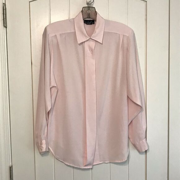 Vintage David Matthew Long Sleeve Collared Button Front Secretary Blouse Size 8 - Picture 2 of 7